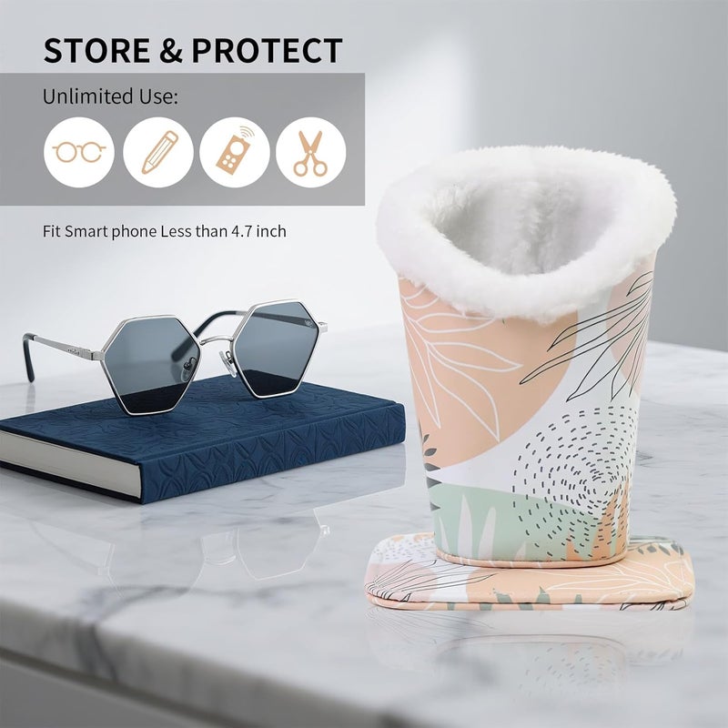 FlyingMage Store Plush Lined Eyeglasses Holder, Cute Magnetic PU Leather Glasses Stand Case for Women Men Kids - Image 5